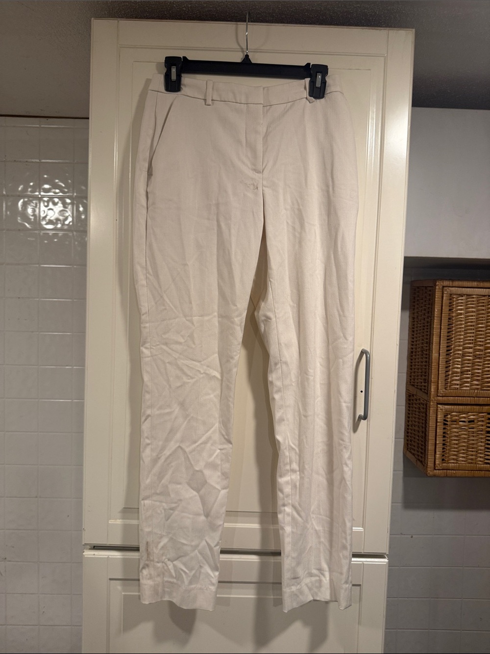 H&M Women's Cream Straight-Leg Dress Pants size 2 8:5